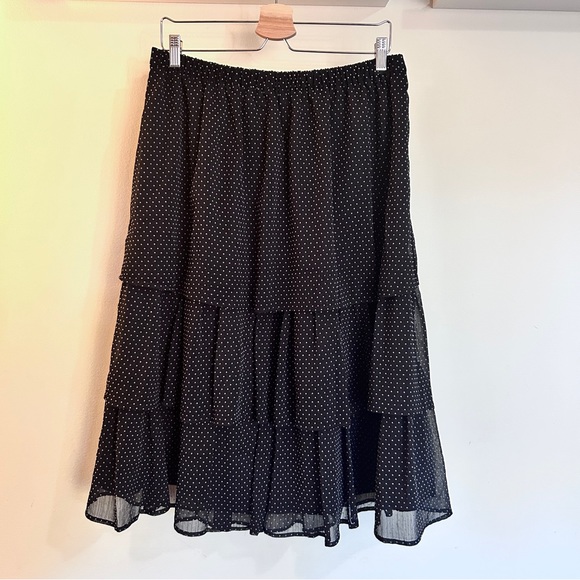 NEW J CREW Polka Dot Tiered Ruffle Midi Skirt L - Picture 3 of 9